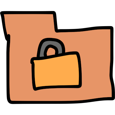  a peachy colored folder icon with a yellow and grey padlock on it.